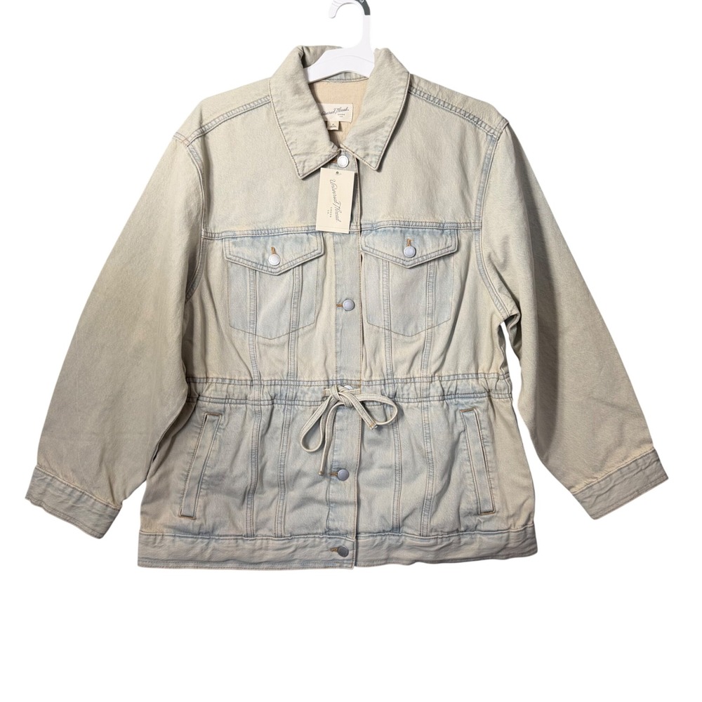 Universal Thread Light Wash Cinched Waist Denim Utility Jacket Size M NWT